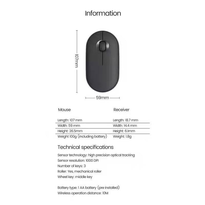 Pebble M350 Wireless Bluetooth Mouse Original Mini&Thin 1000DPI 